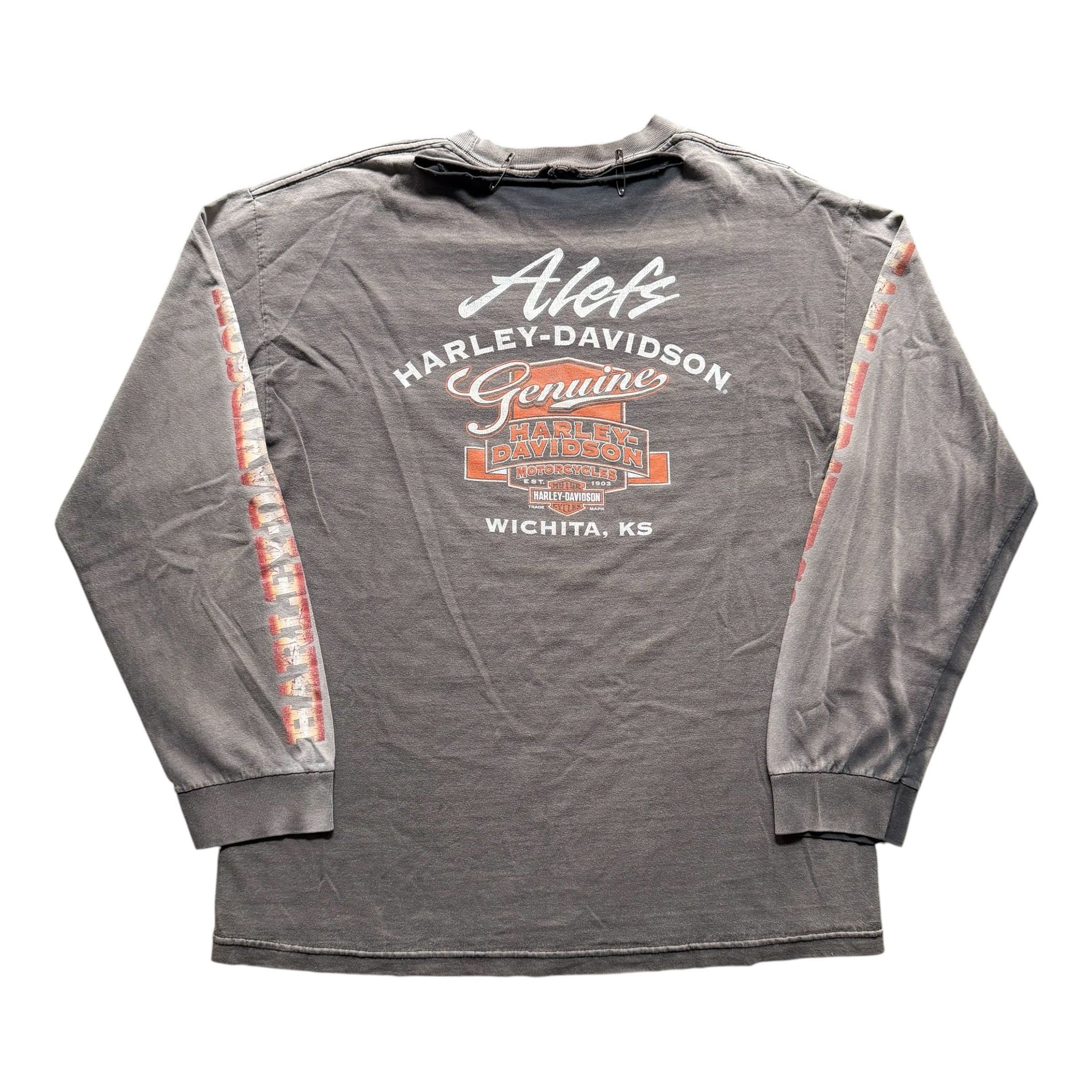 Harley Davidson 1990 Faded Long Sleeve Graphic Tee